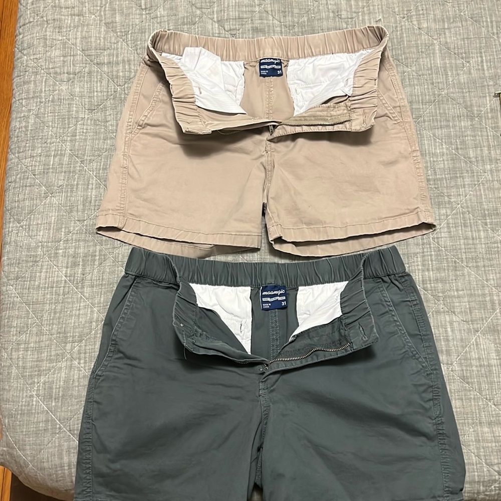 5” inseam, elastic waste-band short, barely worn